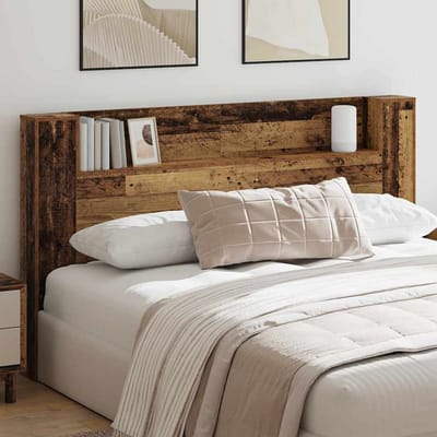 vidaXL - Opslag - hoofdeinde - met - LED - Oud - hout - Bewerkt - hout