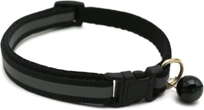 Kattenhalsband met belletje - Reflecterend - Verstelbaar - 19 / 32 cm - Halsband kat - Kattenbandje - Cat - Kitten - Katten halsband - Zwart