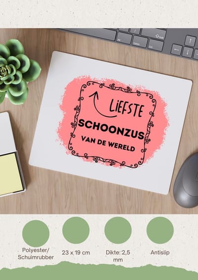 Akyol - liefste schoonzus van de wereld Muismat - Zus - de liefste schoonzus - verjaardag - cadeautje voor zus - zus artikelen met opdruk - kado - geschenk - 23 bij 19 cm