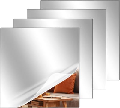 4PCS Zelfklevende Acryl Spiegelbladen 20x20cm voor Badkamer en Slaapkamer