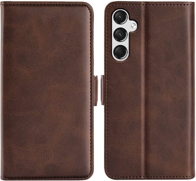 MobyDefend Hoesje - Geschikt voor Samsung Galaxy A25 - Luxe Wallet Book Case (Sluiting Zijkant) - Bruin