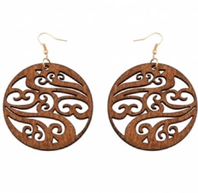 Oorbellen - zilver 925 - bruin Hout - Opengewerkt Lang 8 cm - Charme Bijoux