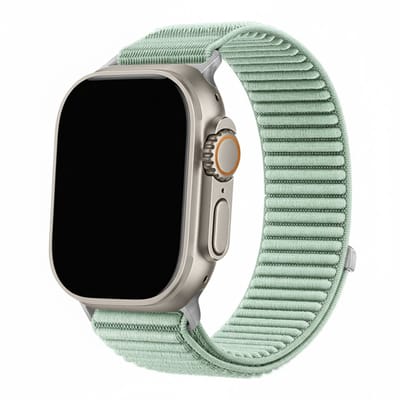 Nylon bandje - geschikt voor Apple Watch 1/2/3/4/5/6/7/8/9/10/11/ SE (1,2,3) met maat 38 mm / 40 mm / 41 mm en 42 mm (Watch 10/11) - klittenband sluiting - mintgroen
