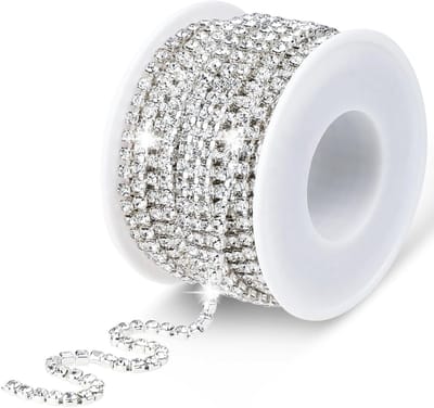 Elegante 3mm Rhinestone Kralenketting voor Bruiloft, DIY Decoratie en Sieradenmaken - Wit met Zilveren Basis