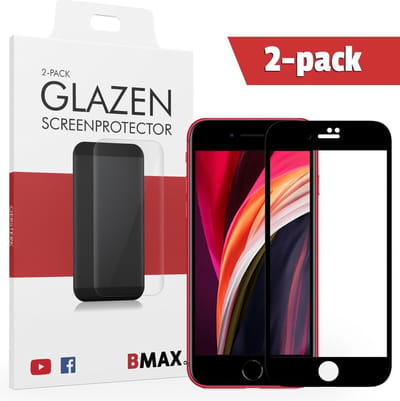 2-pack BMAX Glazen Screenprotector geschikt voor de Apple iPhone SE 2020 Full Cover Glas / Volledige dekking / Beschermglas / Tempered Glass / Glasplaatje