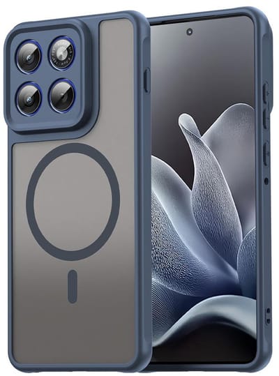 MobyDefend Hoesje - Geschikt voor Motorola Edge 70 - Case Geschikt voor MagSafe - Mat Transparant Met Gekleurde Rand - Blauw
