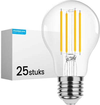 Modee E27 LED Lamp 8W - 1055lm - 2700K - Warm Wit - LED Filament Globe A60 - Vervangt 75W Halogeen Gloeilamp - 25 stuks