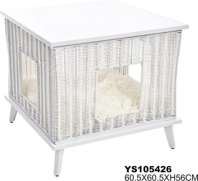 Hondenmand-kattenmand Hocker Home Style Rattan - Wit 60x60xH56 cm