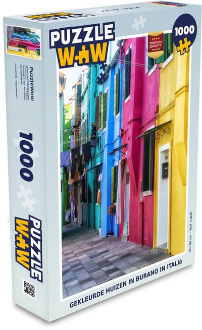 Puzzel Gekleurde huizen in Burano in Italië - Legpuzzel - Puzzel 1000 stukjes volwassenen