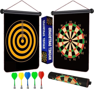 Dubbelzijdig magnetisch dartbord voor kinderen en volwassenen - vrije tijd en sport - met 6 dartpijlen - binnen en buiten - 305 cm Dartbord