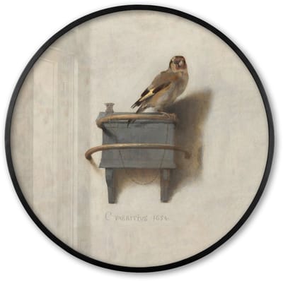 Poster in lijst Rond - Fotolijst 60x60 cm - Posters - Het Puttertje - Schilderij - Fabricius - Oude Meester - Ronde posterlijst zwart - Decoratie - Wanddecoratie woonkamer - Muurdecoratie slaapkamer