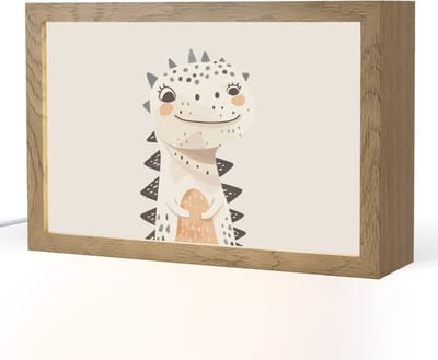 Nachtlampje 30x20 cm - Kinder lampje - Dinosaurus - Pastel kleuren - Tafellamp kinderkamer - Slaapkamer lamp - Bedlamp kinderen - Kinderlampje stopcontact - Wandlamp babykamer - Nachtlampjes