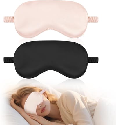Slaapmasker 2-delig in zwart en roze, ademend en zacht voor comfortabel reizen, kantoor en thuis, verstelbaar en lichtgewicht