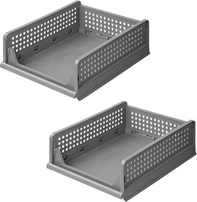 ProPlus Keukenorganizer – 43 x 33,5 x 14 cm – 2-laags – Stapelbaar & Opvouwbaar – Opbergbak – voor Kast, Kleding, Bureau – Opbergrek - Organisator