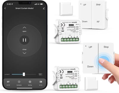Slimme Wifi Rolluik Schakelaar met Afstandsbediening en Percentagefunctie - Compatibel met Alexa en Google Home
