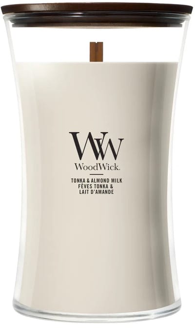 WoodWick Hourglass - Tonka & Almond Milk - Large Geurkaars - 130 branduren