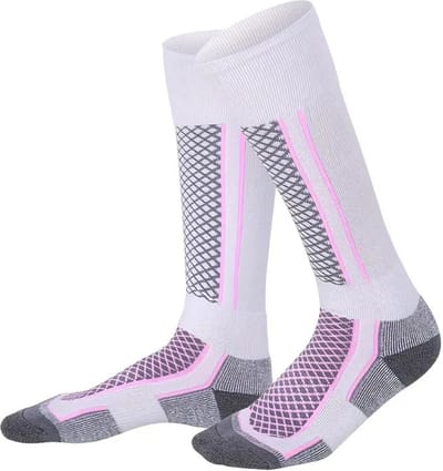 Livano Skisokken Dames - Ski Sokken - Warme Sokken - Lange Huissokken - Thermo - Compressie - Roze - 33-40