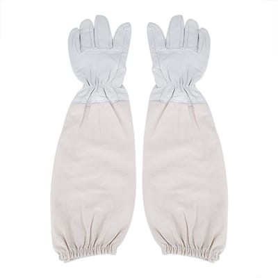 Gants de protection apiculture en peau de chèvre avec manches longues ventilées Outils apicoles white