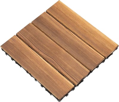 Balkon vloerbedekking - Terrastegels hout - Buitenruimte creëren - Gereedschapsloze klikinstallatie - 30x30x2 cm - Houtlook bruin