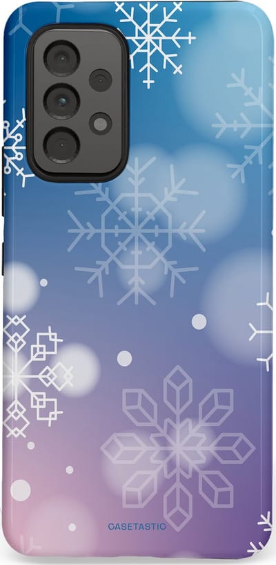Casetastic hoesje geschikt voor Samsung Galaxy A53 (2022) 5G - Dubbellaagse bescherming - Winterse Sneeuwvlokken - Fashion Case - Lichtblauw Lavendel Lichtgrijs Lichtroze