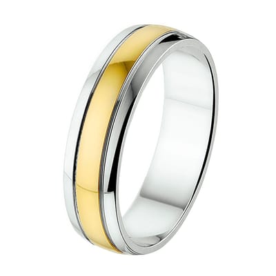 14K Bicolor Geel- En Witgoud Geel/Wit Ring A419 - 5 Mm Zonder Steen 4207666