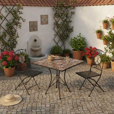 AXI Camilla 3-delige Mozaïek Bistroset Casa del Sol – Metalen frame met keramische tegel – Balkonset 2 stoelen en tafel
