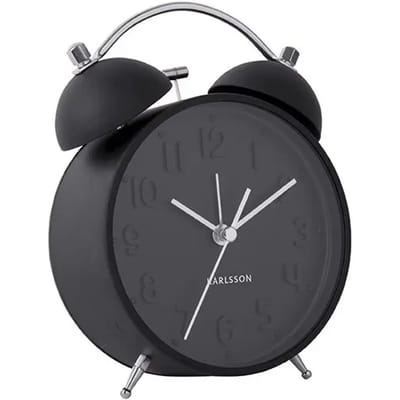 Karlsson Wekker Iconic - Zwart - Ø11 cm - Modern - Wekker voor slaapkamer - Wekkers