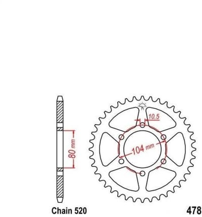 Couronne transmission PBR pour moto CF moto 700 CL-X HERITAGE 478 43 C45 43dts