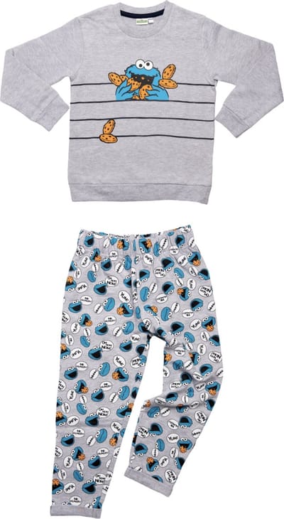 Sesamstraat Koekie Monster / Cookie Monster Set - Grijs/Blauw - Maat 74/80