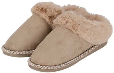 Apollo teddy sloffen - dames - beige - instappers - teddystof - pantoffels - laag 39-40