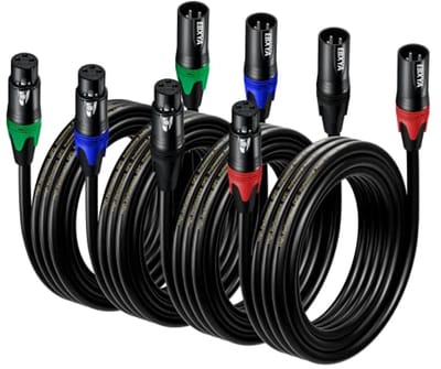 3M 4-Pack 3 Pin XLR Kabel - Gebalanceerde Microfoonkabel Male naar Female - Multicolor DMX Kabel