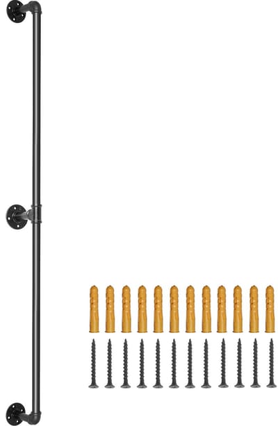 Pijp Trapleuning 1,8 M Leuningen Trappen Binnen Zwart Outdoor Indoor Universele Trapleuning van Koolstofstaal met Matte Afwerking en 200 Kg Draagvermogen Geschikt voor Binnen- en Buitengebruik