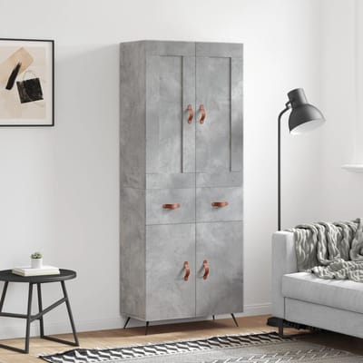 vidaXL - Hoge - kast - 69,5x34x180 - cm - bewerkt - hout - betongrijs