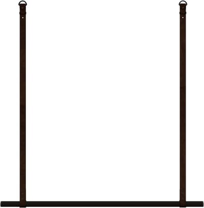 Kapstok/ kledingrek 100cm - aan leren banden - Handles and more® | D.BRUIN - stang: zwart metaal