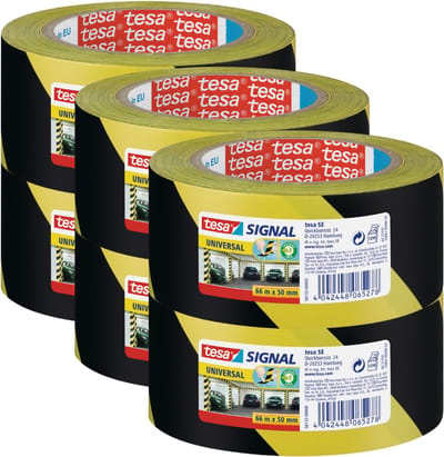 Tesa Signal Universal Serie - Waarschuwingslint - Geel/Zwart - 66m x 50mm - 6 stuks