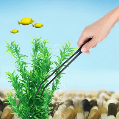 Pinces et ciseaux de nettoyage pour plantes aquatiques d'aquarium en acier inoxydable pour outils d'entretien d'aquarium Pince courbée green