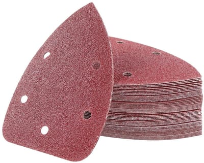 50 Stuk Triangulaire Schuurpapier - 140x90mm - 5 Gaten Delta Schuurpapier - Velcro Schuurpapier - Korrels 40/60/80/120/240 per x 10 voor Driehoekige Schuurmachine