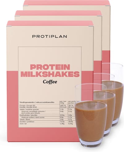 Protiplan - Milkshake Koffie - 3 stuks - 3 x 7 x 24,5 g - Eiwitdieet - Proteïneshake