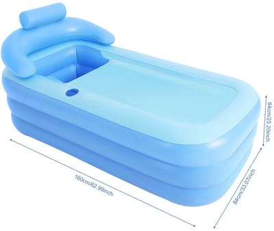 JOYNEXTBUY - Opblaasbaar ligbad - Opvouwbaar Bad - Rugleuning - Opblaasbare badkuip - Ergonomisch - PVC - Met Afvoerslang - Blauw