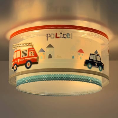 Dalber plafondlamp POLICE, blauw/wit, Ø 33 cm