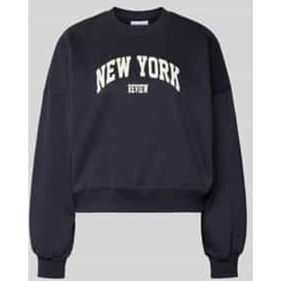 Sweatshirt met labelprint en ronde halslijn