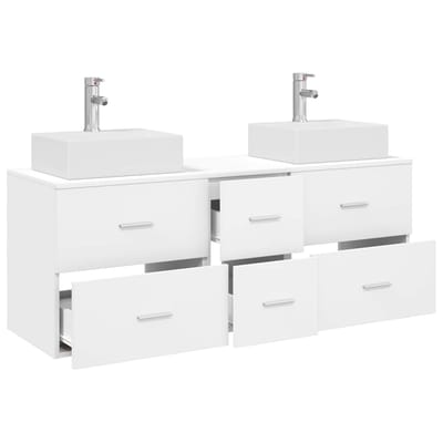 vidaXL - Badkamerkast - set - 3 - st - Wit - 129 - x - 41 - x - 79.5 - cm - Bewerkt - hout