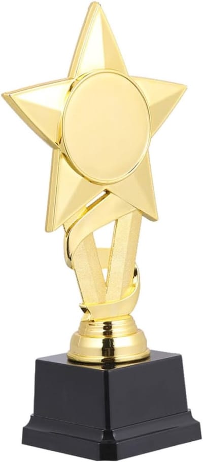 Kinder Trofee - Prijs Beker - Wedstrijd Prijzen - Herbruikbaar Plastic - 20x10x8.5cm - Goud