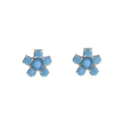 Behave - Oorbellen - Bloem - 925 Sterling Zilver - Turqoise Kristal steentjes