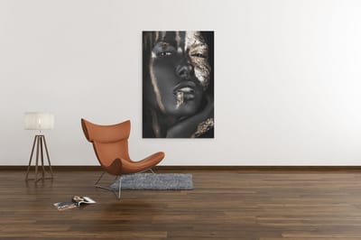 Canvas Schilderij - Vrouw met Goud - Gezicht - Foto Print Op Canvas - Wanddecoratie - 150x100x2 cm