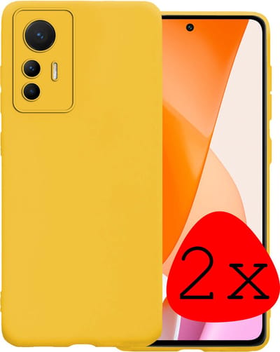 Hoesje 2 Stuks - Geschikt voor Xiaomi 12 Lite - Sterk & Shockproof - Case Siliconen - Back Cover - Telefoon Hoes - Geel
