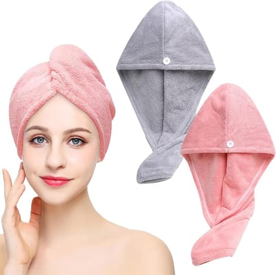 Crrynuo Droogdoeken - 2-pack - Knoopsluiting - Microvezel droogdoeken-snel drogend- geschikt voor alle haartypen