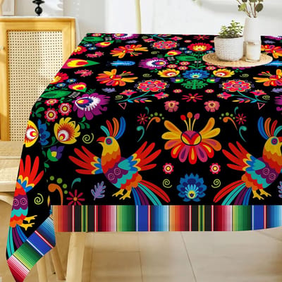 Mexicaanse Goudbloem Rechthoekige Tafelkleed voor Tafeldecoratie Keuken Eetkamer Waterdicht Herbruikbaar Tafelkleed voor Tafels Feest Picknick 90x140cm red