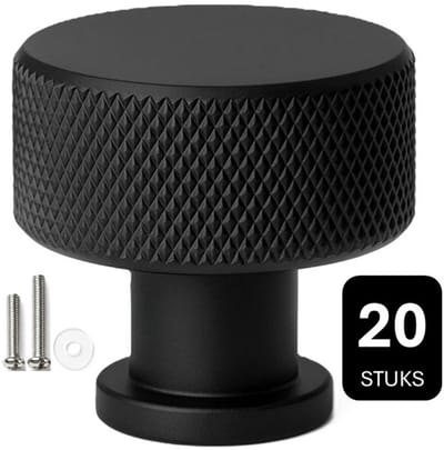 MSQDESIGN - LUXE Kastknop zwart (Metaal) - Kastknoppen zwart - 20 stuks - Deurknopjes zwart Voor kast - Deurknop zwart - Deurknopjes zwart - Handgreep - Meubelknop zwart - Meubelknoppen zwart - Deurknoppen zwart - Ladeknoppen voor deurtjes