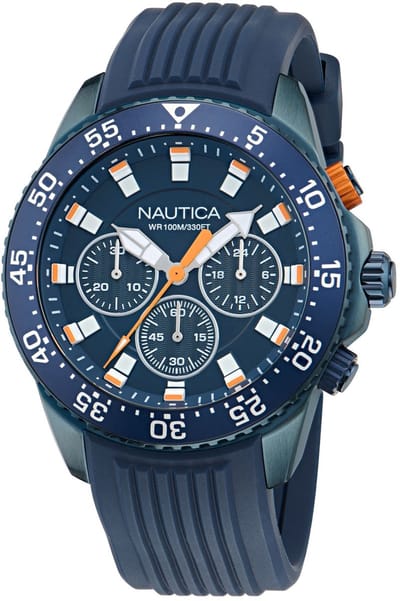 Nautica Nautica One Quartz Analoog Horloge Blauw Material 100% Roestvrij Staal & 100% Siliconaarmband 48 mm NAPNOF501